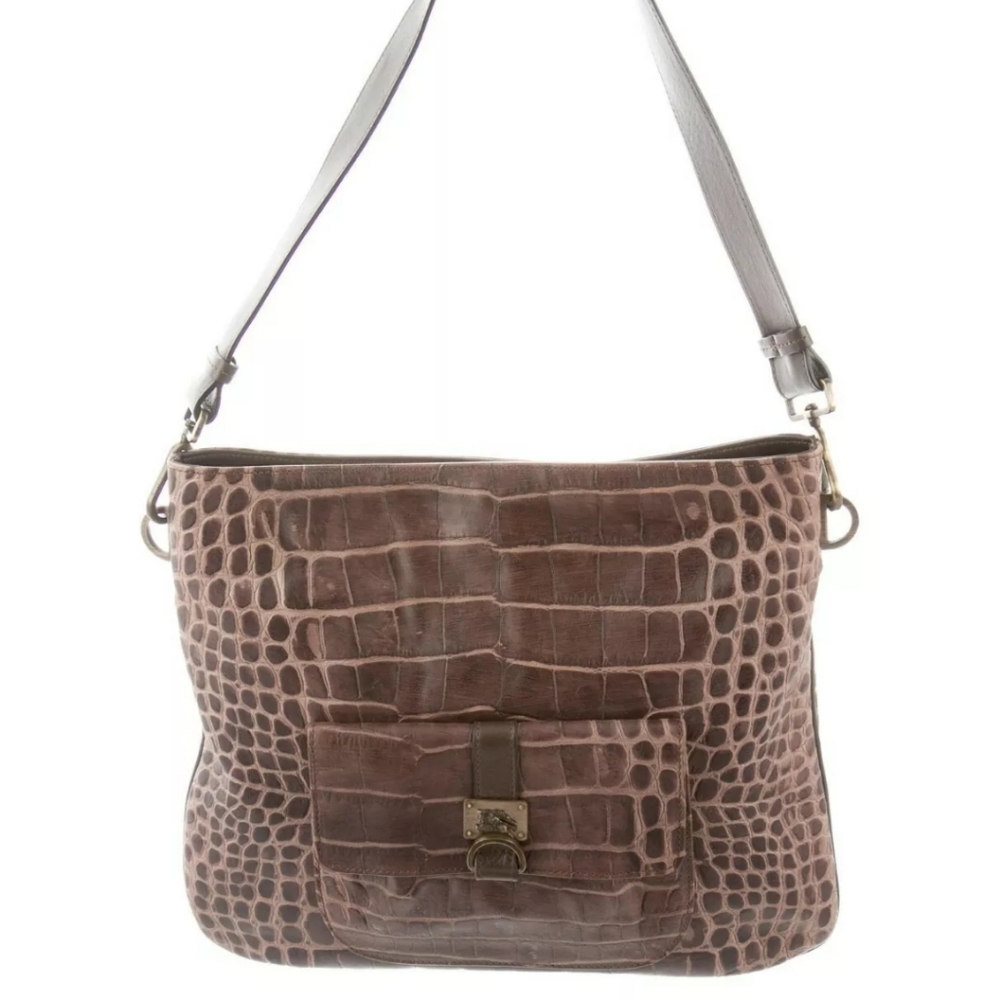 SOLD.   Burberry gator leather shoulder bag - Picture 2 of 8